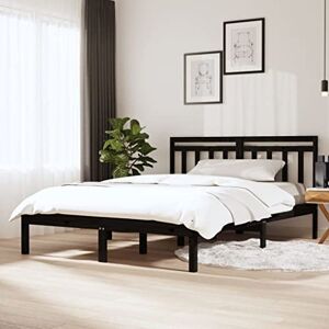 INLIFE Lit en bois massif, noir, 120 x 190 cm, petit lit double 0563-0563 - Publicité