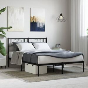 LARRYHOT Tour de lit avec tête de lit en métal noir 120 x 190 cm, lits et accessoires, lits et cadres pour lits, 355460 - Publicité