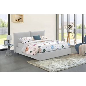 Talamo Italia Lit Double Cristyn, Lit conteneur avec revêtement en Tissu, 100% Made in Italy, Ouverture Frontale, avec Matelas Cm 160x200 Inclus, Blanc - Publicité