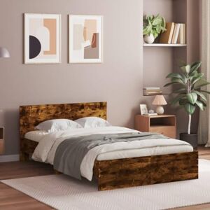 csderty Furniture Home Tools Cadre de lit avec tête de lit en chêne fumé 120 x 190 cm Petit double - Publicité