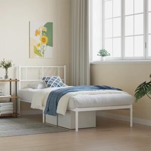 LARRYHOT 3722222 Tour de lit avec tête de lit en métal blanc 100 x 190 cm, lits et accessoires, lits et cadres pour lits - Publicité