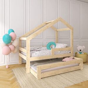 Need Sleep lit gigogne pour Enfants en Bois 160x80/140x70 Asymétrique en Bois d'épicéa de Couleur Naturelle - Publicité