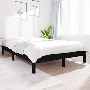 AIJUUKJP Cadre de lit noir 120 x 190 cm pour petit lit double en bois massif pin - Publicité