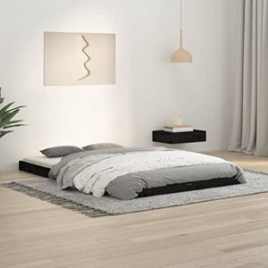 AIJUUKJP Cadre de lit double en pin noir 120 x 190 cm - Publicité