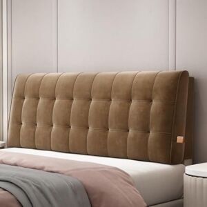 LINRIYOU Housse Tete De Lit Coussin De Lecture Pour Simple/Double/King Lit Couverture De Tête De Lit Velours Coussin Tete De Lit Dossier Mural Dossier Oreiller Lombaire Amovible(Paste 120 ×60×10cm,Brown) - Publicité