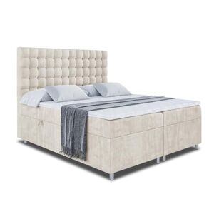 ALTDECOR Lit boxspring avec Matelas à Ressorts ensachés H4 (20 cm de Hauteur) surmatelas (4 cm de Hauteur), lit adute rembourré avec tête de lit et Rangement VIONE 200x200 Beige - Publicité