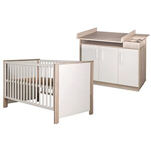 roba Chambre Bébé Duo Olaf Lit Évolutif 70 x 140 cm + Commode à Langer Large Décor Bois Blanc - Publicité