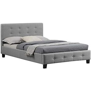 IDIMEX Lit Simple pour Adulte JOLIEN Couchage 120 x 190 cm avec sommier 1 Place et Demi / 1 Personne, tête et Pied de lit capitonnés avec Strass, revêtement en Tissu Gris - Publicité