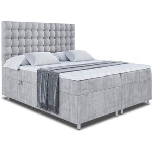 ALTDECOR Lit boxspring avec Matelas à Ressorts ensachés H4 (20 cm de Hauteur) surmatelas (4 cm de Hauteur), lit adute rembourré avec tête de lit et Rangement VIONE 200x200 Gris - Publicité