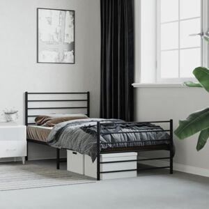 INLIFE 352327 Cadre de lit avec tête et pied de lit en métal noir 75 x 190 cm, 13,4 kg - Publicité
