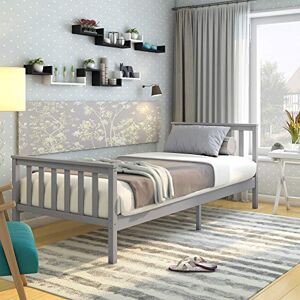 Panana Lit Simple Adult en Bois 1 Place Comfort 196 x 98 x 82 cm, Gris - Publicité