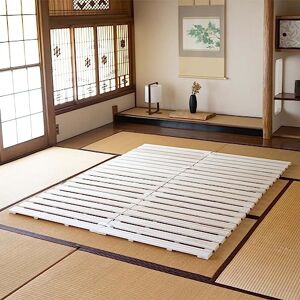 EMOOR Lit à Lattes en Bois de Type Rouleau Double Taille (140 x 200 cm) Franco-Tower pour Matelas Futon de Sol Japonais, Paulownia Non Peint, Literie de Sommeil Invité Tatami Mat - Publicité