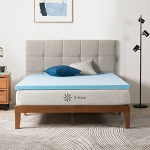 Zinus Green Tea Surmatelas en mousse à mémoire de forme et gel rafraîchissant   Mousse gel rafraîchissant   160 x 200 cm   OEKO-TEX   Pour matelas, lit, canapé, Blue - Publicité