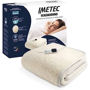 Imetec Surmatelas Chauffant 1 Place 100% Laine et Mérinos, 150 x 80 cm Chauffe-Lit Adapto Simple, Chauffage Rapide, 6 Températures, Température Constante, Personnalisée Télécommande, Lavable - Publicité