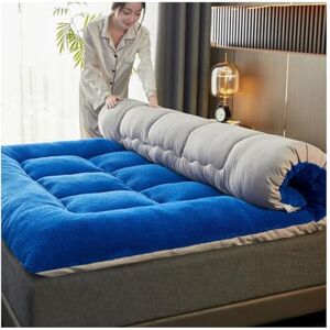 OBONG Surmatelas en Laine d'agneau 2 Personnes King 150x200cm sur-Matelas Doux Et Moelleux Respirant Extra Épais Pliable Matelas Futon De Sol Japonais (Color : Blauw, Size : Small Double-120 * 200cm) - Publicité