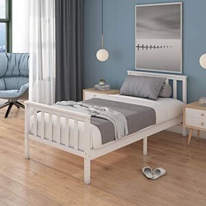 Panana Lit Simple Adult en Bois 1 Place Comfort 196 x 98 x 82 cm, Blanc - Publicité