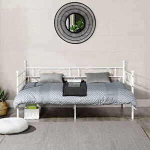 Setsail Canapé-lit classique en métal Sommier à lattes Cadre de lit d'appoint en métal Lit simple Cadre de lit pour chambre d'enfant 90 x 190 cm Blanc - Publicité