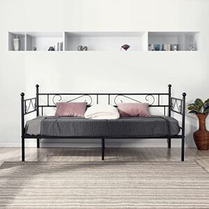 Setsail Canapé-lit classique en métal Sommier à lattes Cadre de lit d'appoint en métal Lit simple Cadre de lit pour chambre d'enfant 90 x 190 cm Noir - Publicité
