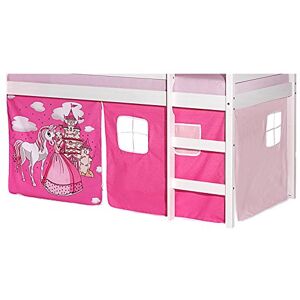 IDIMEX Lot de Rideaux cabane pour lit surélevé superposé mi-Hauteur Mezzanine Tissu Coton Motif Princesse Rose - Publicité