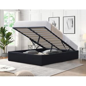 King of Dreams Solide Lit Coffre Noir + Pieds pour Matelas 180x200 cm 14 Lattes Loris Montage Rapide et Facile revetement PVC Simili Facile d'entretien - Publicité