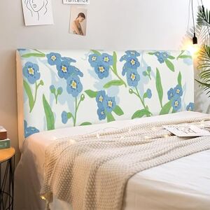 ENEN Housse de Tête de Lit Extensible, Universelle Couverture de Tête de Lit Anti-Poussière Stretch Fond 3D Doux Protecteur Antipoussière pour Tête de Lit pour Lits King Size (220cm,Fleur Bleue) - Publicité