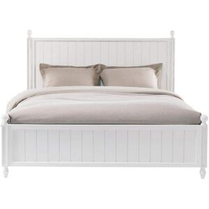 Maisons du Monde Lit 160x200 en bois de pin blanc avec sommier a lattes Blanc 172x121x213cm