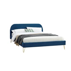 Concept Usine Structure de lit en velours et laiton bleu