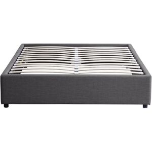 Usinestreet Cadre de lit avec sommier relevable a lattes en tissu - Gris - 140 cm