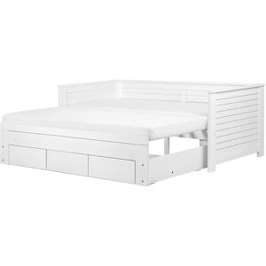 Beliani Lit gigogne en bois solide blanc 90x200