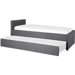 Beliani Lit gigogne en tissu gris 90x200