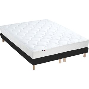 Idliterie Ensemble matelas mousse ferme sommier noir 160x200