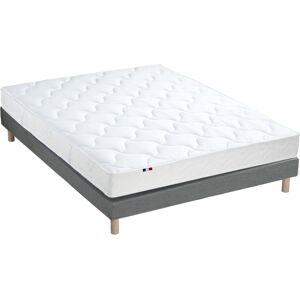 Idliterie Ensemble matelas mousse ferme sommier gris 140x190 - Publicité