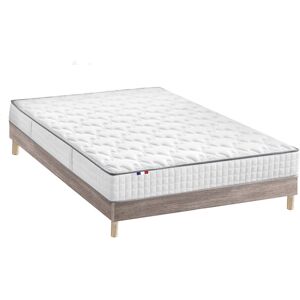 Idliterie Ensemble Matelas Ressorts + Visco Sommier en Kit Chêne gris 140x190 - Publicité