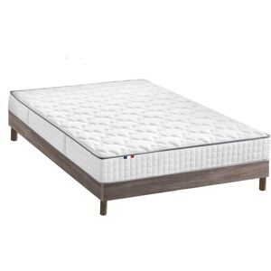 Idliterie Ensemble Matelas Ressorts + Visco Sommier en Kit Chêne gris 140x190 - Publicité