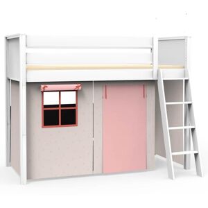 Wookids Lit mezzanine avec textiles viena rose