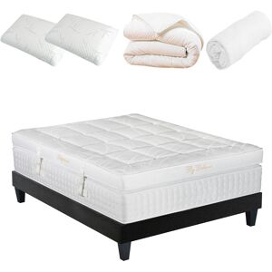 Bellecour Ensemble 160x200 Matelas + Sommier + Accessoires Blanc 200x63x160cm