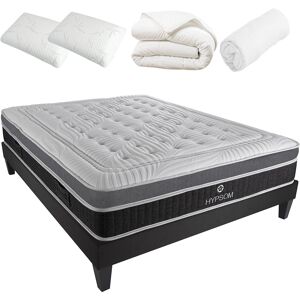 HYPSOM Ensemble 180x200 Matelas + Sommier + Accessoires Blanc 200x56x180cm