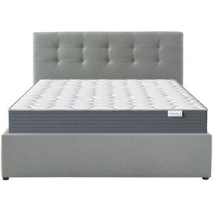 Homifab Pack lit coffre 140x190 + matelas + tête de lit - tissu gris clair - Publicité