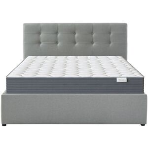 Homifab Pack lit coffre 140x190 + matelas + tête de lit - tissu anthracite - Publicité