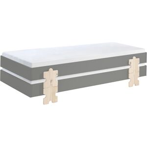 Vipack Lot de 2 lit empilable 90x200 sommier inclus gris