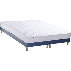 Idliterie Ensemble matelas accueil latex 3 zones sommier bleu 160x200