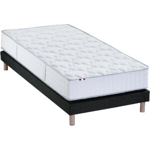 Idliterie Ensemble Matelas Ressorts + Mémoire de forme Sommier 90x190 Noir - Publicité