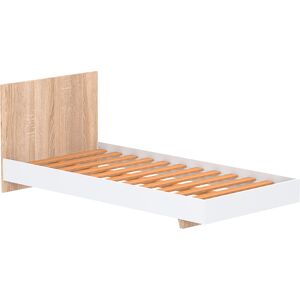 Lit 90x190 sommier inclus cora blanc et naturel blanchi