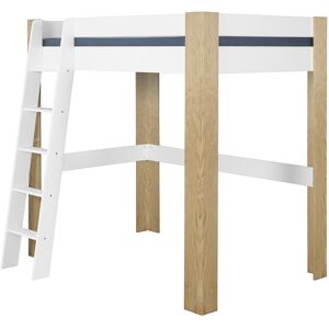 ID Kids Lit mezzanine bois massif blanc et bois 90x190 cm