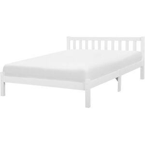 Beliani Lit double en bois solide blanc 160x200 Blanc 208x70x167cm