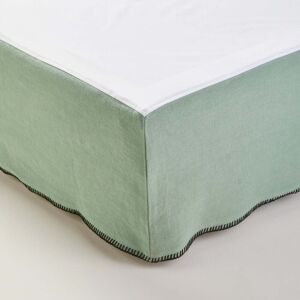 Madura Cache sommier NINO Vert de gris et feston noir 140x200 cm Vert 140x200cm