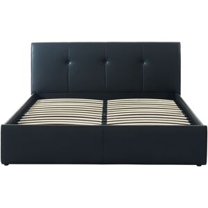 Baita Lit coffre simili noir 140x190 sommier inclus - Publicité