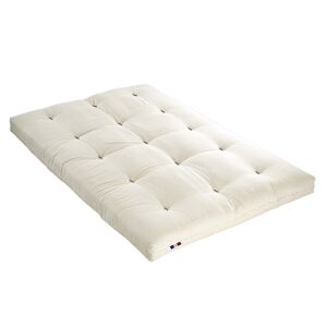 Terre de Nuit Matelas futon coton traditionnel, 13cm ecru 140x190 Beige 190x13x140cm