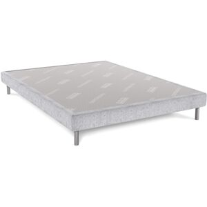 Sommier deco gris perle dunlopillo 15cm pieds inclus 140x190 Gris 190x15x140cm