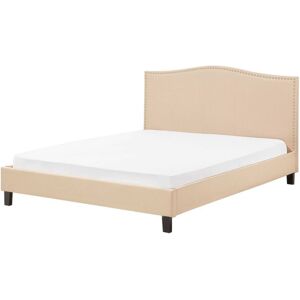 Beliani Lit double en tissu beige 180x200 - Publicité